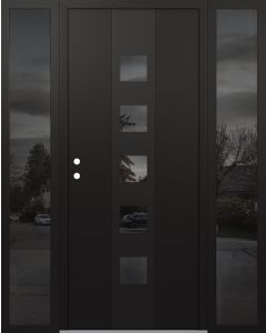 DIAMOND A13 60" X 80" BLACK/BLACK MIRRORED GLASS PANEL BLACK RHI WITH 2 SIDELITES MIRRORED GLASS