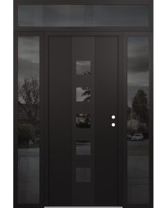 DIAMOND A13 60" X 96" BLACK/BLACK MIRRORED GLASS PANEL BLACK LHI WITH 2 SIDELITES AND TRANSOM MIRRORED GLASS