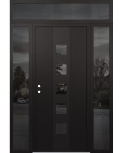 DIAMOND A13 68" X 96" BLACK/BLACK MIRRORED GLASS PANEL BLACK RHI WITH 2 SIDELITES AND TRANSOM MIRRORED GLASS