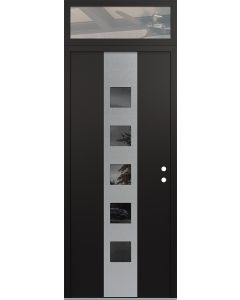DIAMOND A13 36" X 96" BLACK/BLACK MIRRORED GLASS PANEL STAINLESS STEEL LHI WITH TRANSOM CLEAR GLASS