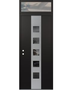 DIAMOND A13 36" X 96" BLACK/BLACK MIRRORED GLASS PANEL STAINLESS STEEL RHI WITH TRANSOM CLEAR GLASS