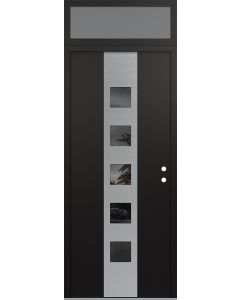 DIAMOND A13 36" X 96" BLACK/BLACK MIRRORED GLASS PANEL STAINLESS STEEL LHI WITH TRANSOM FROSTED GLASS