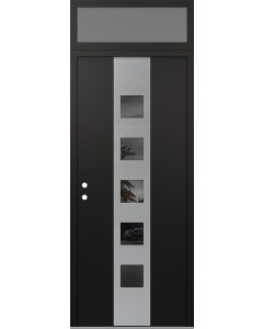 DIAMOND A13 36" X 96" BLACK/BLACK MIRRORED GLASS PANEL STAINLESS STEEL RHI WITH TRANSOM FROSTED GLASS