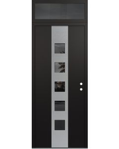 DIAMOND A13 36" X 96" BLACK/BLACK MIRRORED GLASS PANEL STAINLESS STEEL LHI WITH TRANSOM MIRRORED GLASS