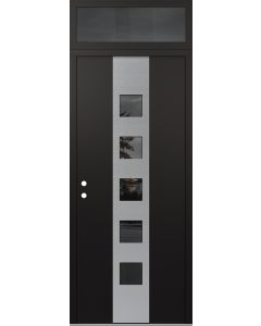 DIAMOND A13 36" X 96" BLACK/BLACK MIRRORED GLASS PANEL STAINLESS STEEL RHI WITH TRANSOM MIRRORED GLASS