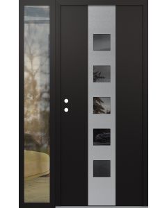 DIAMOND A13 48" X 80" BLACK/BLACK MIRRORED GLASS PANEL STAINLESS STEEL RHI WITH SIDELITE CLEAR GLASS