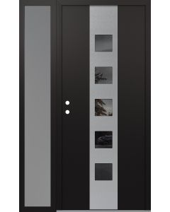 DIAMOND A13 48" X 80" BLACK/BLACK MIRRORED GLASS PANEL STAINLESS STEEL RHI WITH SIDELITE FROSTED GLASS