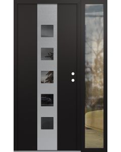 DIAMOND A13 48" X 80" BLACK/BLACK MIRRORED GLASS PANEL STAINLESS STEEL LHI WITH SIDELITE CLEAR GLASS