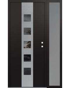 DIAMOND A13 48" X 80" BLACK/BLACK MIRRORED GLASS PANEL STAINLESS STEEL LHI WITH SIDELITE FROSTED GLASS