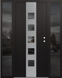 DIAMOND A13 60" X 80" BLACK/BLACK MIRRORED GLASS PANEL STAINLESS STEEL LHI WITH 2 SIDELITES MIRRORED GLASS
