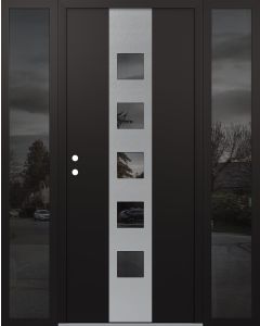 DIAMOND A13 60" X 80" BLACK/BLACK MIRRORED GLASS PANEL STAINLESS STEEL RHI WITH 2 SIDELITES MIRRORED GLASS