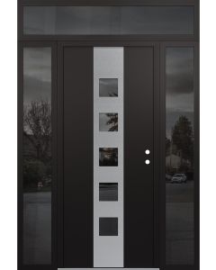 DIAMOND A13 60" X 96" BLACK/BLACK MIRRORED GLASS PANEL STAINLESS STEEL LHI WITH 2 SIDELITES AND TRANSOM MIRRORED GLASS