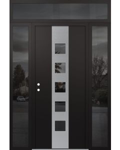 DIAMOND A13 60" X 96" BLACK/BLACK MIRRORED GLASS PANEL STAINLESS STEEL RHI WITH 2 SIDELITES AND TRANSOM MIRRORED GLASS