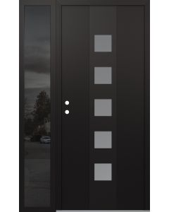 DIAMOND A13 50" X 80" BLACK/WHITE FROSTED GLASS PANEL BLACK RHI WITH SIDELITE MIRRORED GLASS