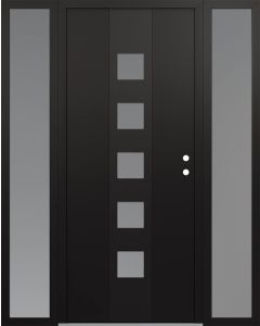 DIAMOND A13 68" X 80" BLACK/WHITE FROSTED GLASS PANEL BLACK LHI WITH 2 SIDELITES FROSTED GLASS