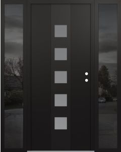 DIAMOND A13 60" X 80" BLACK/WHITE FROSTED GLASS PANEL BLACK LHI WITH 2 SIDELITES MIRRORED GLASS