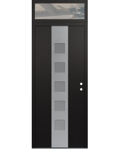 DIAMOND A13 36" X 96" BLACK/WHITE FROSTED GLASS PANEL STAINLESS STEEL LHI WITH TRANSOM CLEAR GLASS