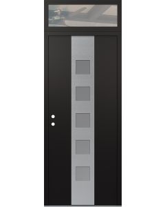 DIAMOND A13 36" X 96" BLACK/WHITE FROSTED GLASS PANEL STAINLESS STEEL RHI WITH TRANSOM CLEAR GLASS
