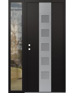 DIAMOND A13 50" X 80" BLACK/WHITE FROSTED GLASS PANEL STAINLESS STEEL RHI WITH SIDELITE CLEAR GLASS