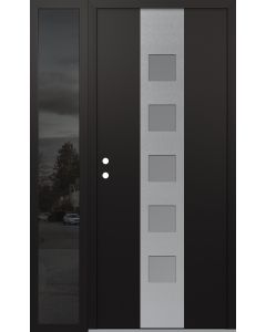 DIAMOND A13 50" X 80" BLACK/WHITE FROSTED GLASS PANEL STAINLESS STEEL RHI WITH SIDELITE MIRRORED GLASS