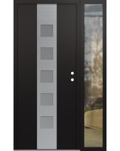 DIAMOND A13 50" X 80" BLACK/WHITE FROSTED GLASS PANEL STAINLESS STEEL LHI WITH SIDELITE CLEAR GLASS