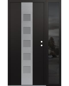 DIAMOND A13 50" X 80" BLACK/WHITE FROSTED GLASS PANEL STAINLESS STEEL LHI WITH SIDELITE MIRRORED GLASS