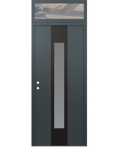 DIAMOND A1 36" X 96" ANTHRACITE/ANTHRACITE FROSTED GLASS PANEL BLACK RHI WITH TRANSOM CLEAR GLASS