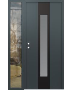 DIAMOND A1 48" X 80" ANTHRACITE/ANTHRACITE FROSTED GLASS PANEL BLACK RHI WITH SIDELITE CLEAR GLASS