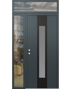 DIAMOND A1 48" X 96" ANTHRACITE/ANTHRACITE FROSTED GLASS PANEL BLACK RHI WITH SIDELITE AND TRANSOM CLEAR GLASS