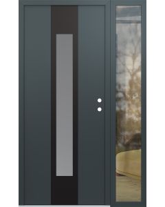 DIAMOND A1 48" X 80" ANTHRACITE/ANTHRACITE FROSTED GLASS PANEL BLACK LHI WITH SIDELITE CLEAR GLASS