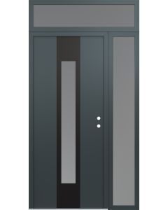 DIAMOND A1 48" X 96" ANTHRACITE/ANTHRACITE FROSTED GLASS PANEL BLACK LHI WITH SIDELITE AND TRANSOM FROSTED GLASS
