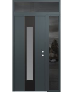 DIAMOND A1 52" X 96" ANTHRACITE/ANTHRACITE FROSTED GLASS PANEL BLACK LHI WITH SIDELITE AND TRANSOM MIRRORED GLASS
