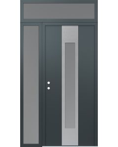 DIAMOND A1 50" X 96" ANTHRACITE/ANTHRACITE FROSTED GLASS PANEL STAINLESS STEEL RHI WITH SIDELITE AND TRANSOM FROSTED GLASS