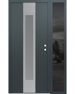 DIAMOND A1 48" X 80" ANTHRACITE/ANTHRACITE FROSTED GLASS PANEL STAINLESS STEEL LHI WITH SIDELITE MIRRORED GLASS