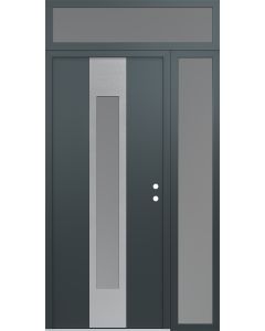 DIAMOND A1 50" X 96" ANTHRACITE/ANTHRACITE FROSTED GLASS PANEL STAINLESS STEEL LHI WITH SIDELITE AND TRANSOM FROSTED GLASS