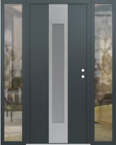 DIAMOND A1 64" X 80" ANTHRACITE/ANTHRACITE FROSTED GLASS PANEL STAINLESS STEEL LHI WITH 2 SIDELITES CLEAR GLASS