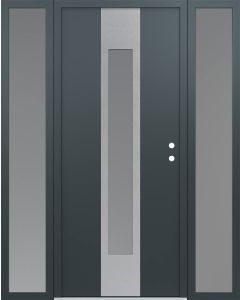 DIAMOND A1 64" X 80" ANTHRACITE/ANTHRACITE FROSTED GLASS PANEL STAINLESS STEEL LHI WITH 2 SIDELITES FROSTED GLASS