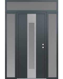 DIAMOND A1 64" X 96" ANTHRACITE/ANTHRACITE FROSTED GLASS PANEL STAINLESS STEEL LHI WITH 2 SIDELITES AND TRANSOM FROSTED GLASS
