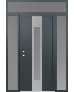 DIAMOND A1 68" X 96" ANTHRACITE/ANTHRACITE FROSTED GLASS PANEL STAINLESS STEEL RHI WITH 2 SIDELITES AND TRANSOM FROSTED GLASS