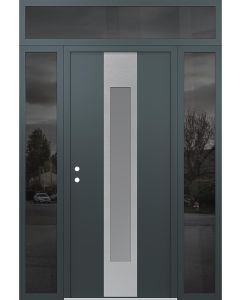 DIAMOND A1 64" X 96" ANTHRACITE/ANTHRACITE FROSTED GLASS PANEL STAINLESS STEEL RHI WITH 2 SIDELITES AND TRANSOM MIRRORED GLASS