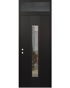 DIAMOND A1 36" X 96" BLACK/BLACK CLEAR GLASS PANEL BLACK RHI WITH TRANSOM MIRRORED GLASS