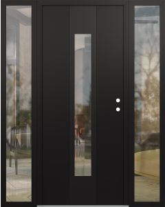 DIAMOND A1 64" X 80" BLACK/BLACK CLEAR GLASS PANEL BLACK LHI WITH 2 SIDELITES CLEAR GLASS