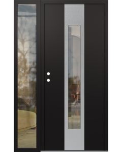 DIAMOND A1 48" X 80" BLACK/BLACK CLEAR GLASS PANEL STAINLESS STEEL RHI WITH SIDELITE CLEAR GLASS
