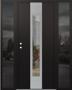 DIAMOND A1 60" X 80" BLACK/BLACK CLEAR GLASS PANEL STAINLESS STEEL RHI WITH 2 SIDELITES MIRRORED GLASS