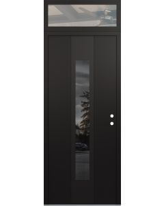 DIAMOND A1 36" X 96" BLACK/BLACK MIRRORED GLASS PANEL BLACK LHI WITH TRANSOM CLEAR GLASS