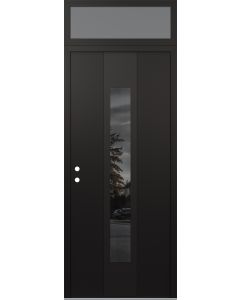 DIAMOND A1 36" X 96" BLACK/BLACK MIRRORED GLASS PANEL BLACK RHI WITH TRANSOM FROSTED GLASS