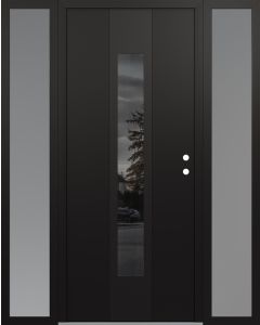 DIAMOND A1 60" X 80" BLACK/BLACK MIRRORED GLASS PANEL BLACK LHI WITH 2 SIDELITES FROSTED GLASS