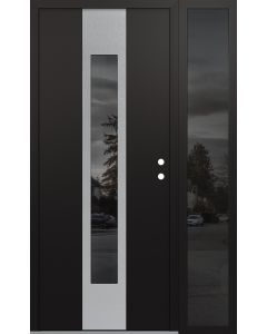 DIAMOND A1 50" X 80" BLACK/BLACK MIRRORED GLASS PANEL STAINLESS STEEL LHI WITH SIDELITE MIRRORED GLASS
