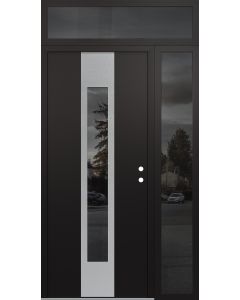 DIAMOND A1 48" X 96" BLACK/BLACK MIRRORED GLASS PANEL STAINLESS STEEL LHI WITH SIDELITE AND TRANSOM MIRRORED GLASS