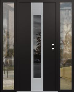 DIAMOND A1 60" X 80" BLACK/BLACK MIRRORED GLASS PANEL STAINLESS STEEL LHI WITH 2 SIDELITES CLEAR GLASS